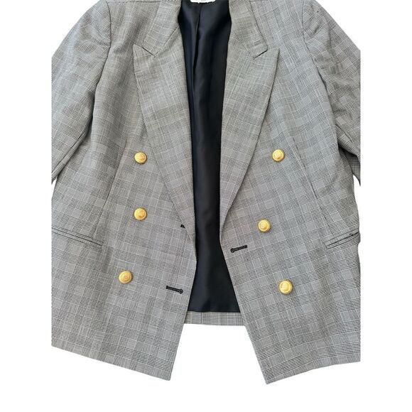 Pendleton Women's Vintage Gray Plaid Wool Blazer Gold Buttons Size S - Picture 2 of 5